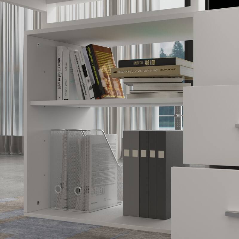 55" L-Shaped Computer Desk - Storage Workstation - 5 Colors Large