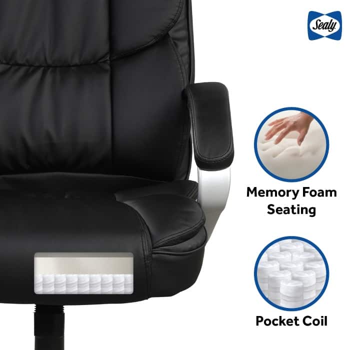 Sealy® Kronos Mid-Back Ergonomic Swivel Office Chair with Padded Armrests
