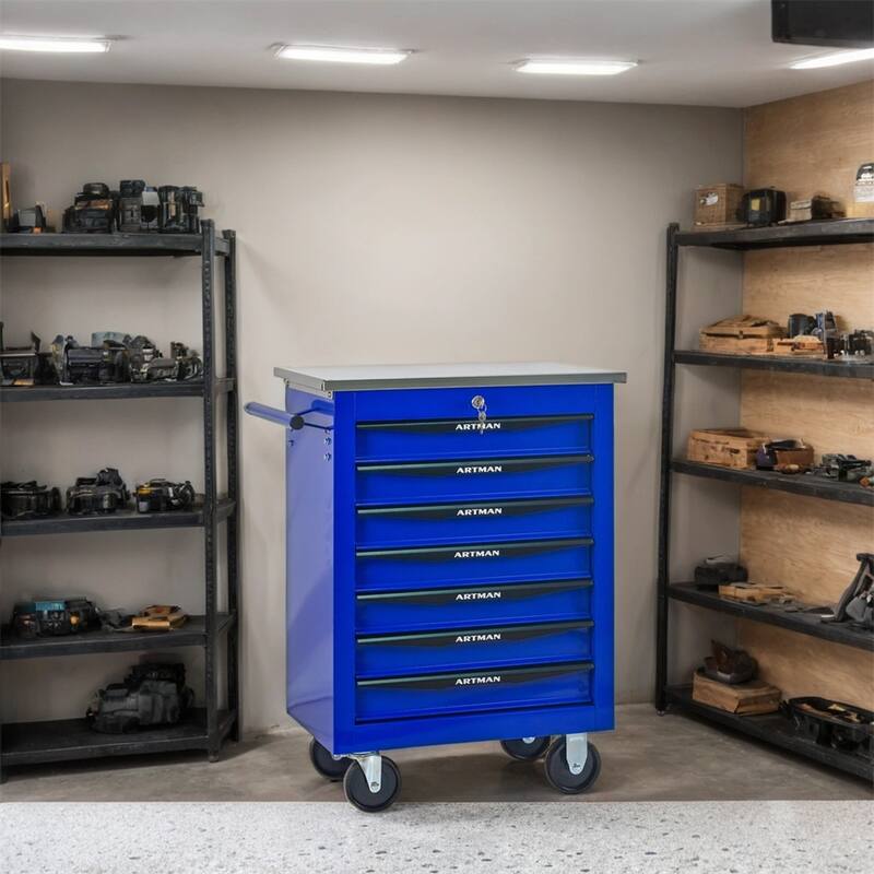 7 Drawers Multifunctional Tool Cart w/Wheels,Metal Rolling Tool Cart