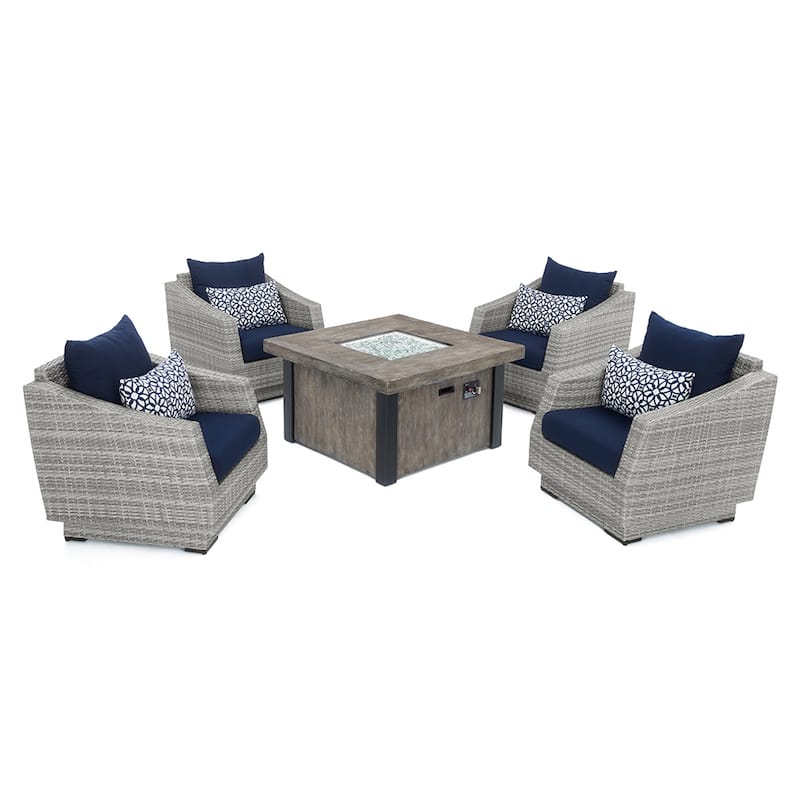 Cannes 5 Piece Sunbrella Outdoor Patio Fire Chat Set