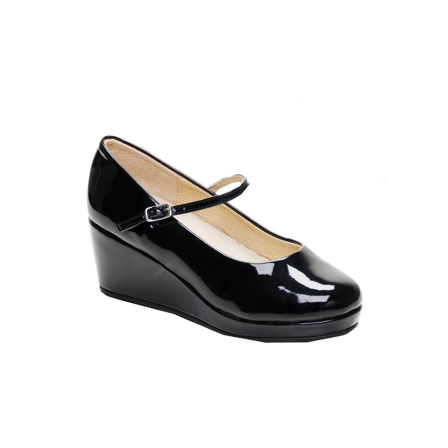 ladies black patent wedge shoes