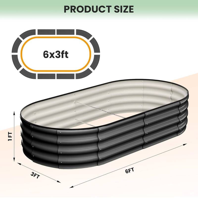 2 Pcs 6x3x1ft Galvanized Raised Garden Bed, Planter Box for Vegetables, Flowers, Fruits