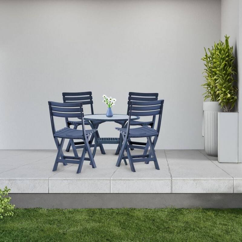 Aria Home Terrasse Outdoor Folding Chairs UV Resistant Set of 4 - Blue