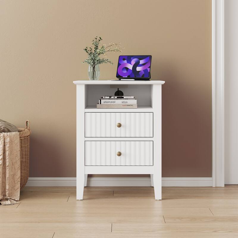 Nightstand with 2 Drawers, Set of 2