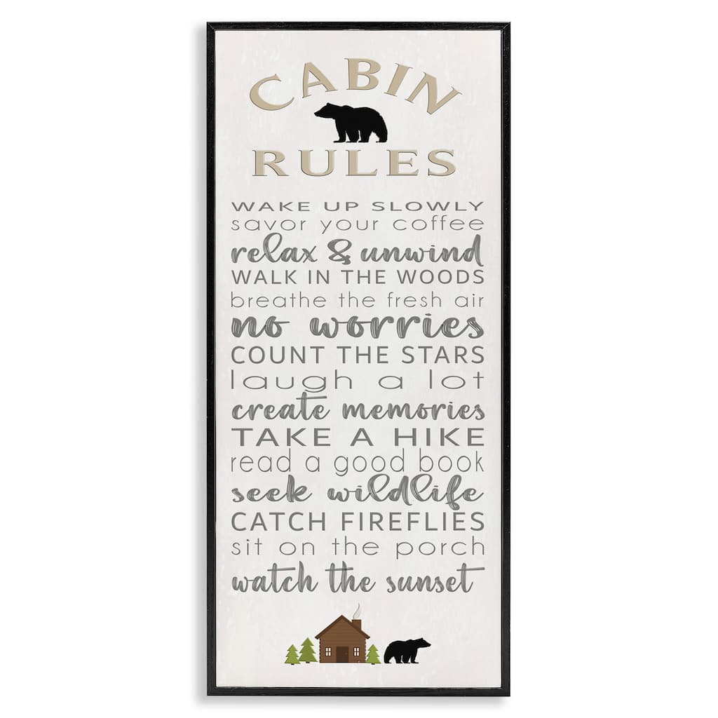 Stupell Fun Adventure Cabin Rules Framed Giclee Art Design By Seven Trees Design