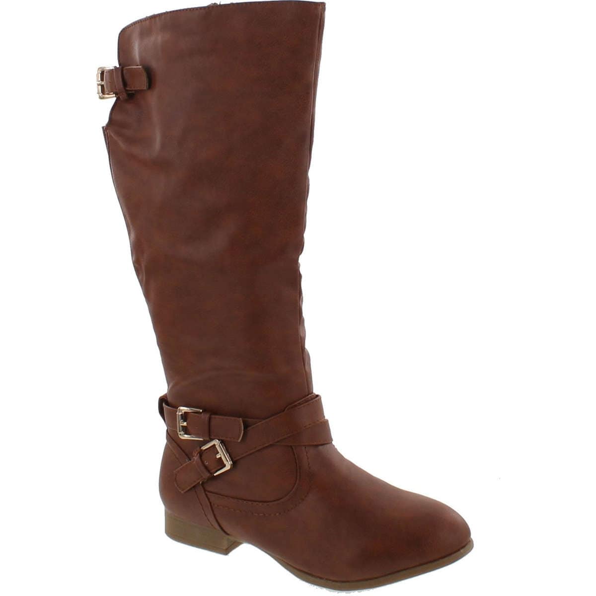 TOP Moda Womens Fay-3 Knee High Buckle Riding Boots,Tan,8.5