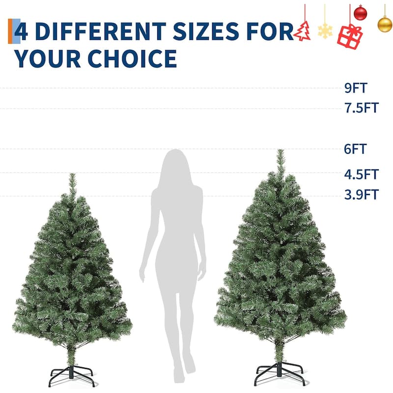 Pre-Lit Artificial Spruce Christmas Tree with White Lights, Unlit Hinged Design
