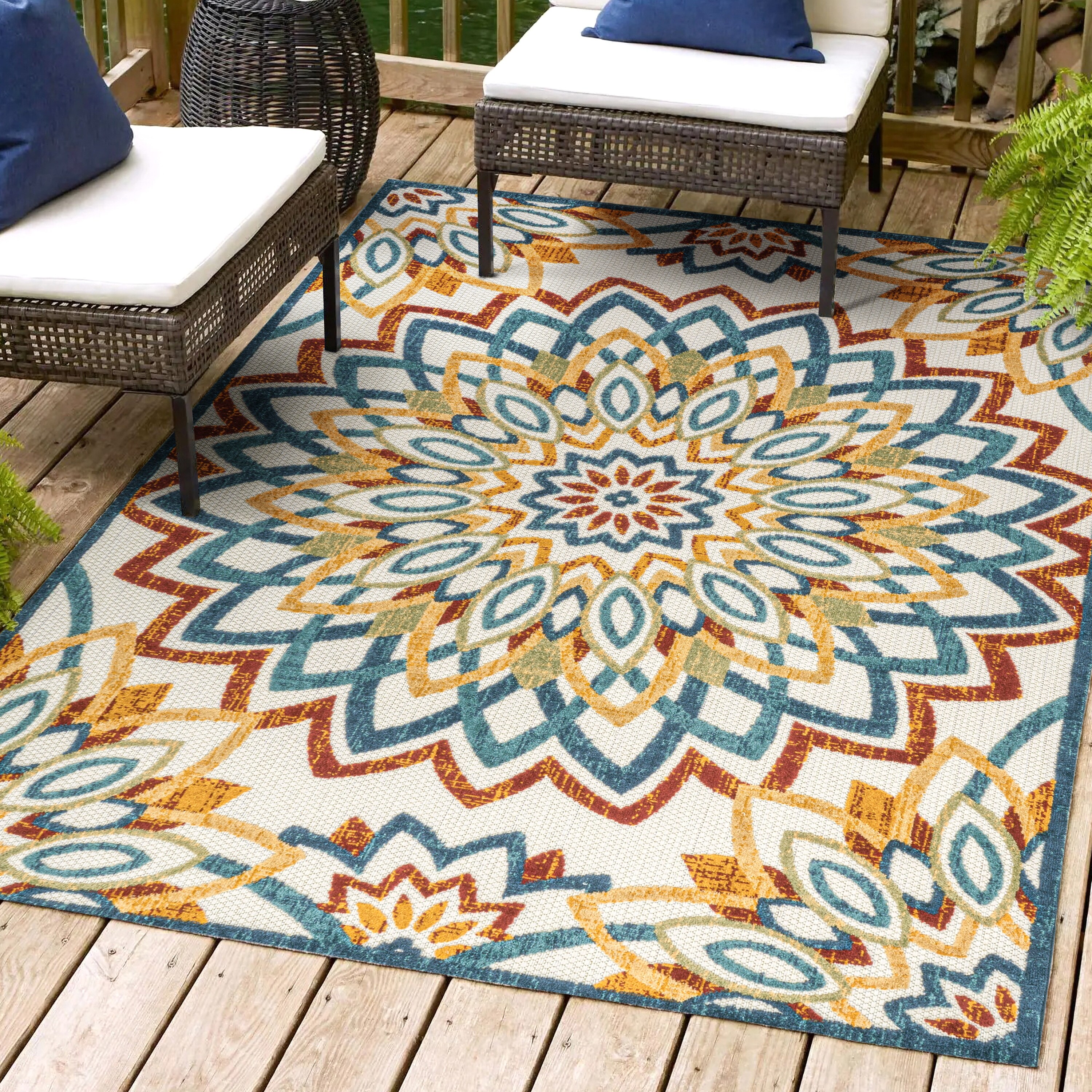 JONATHAN Y Cetara Abstract Bold Mandala High-Low Indoor/Outdoor