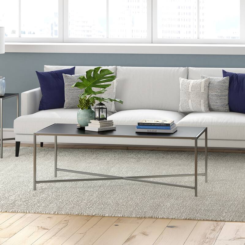 Henley 48'' Wide Rectangular Coffee Table with Glass Top