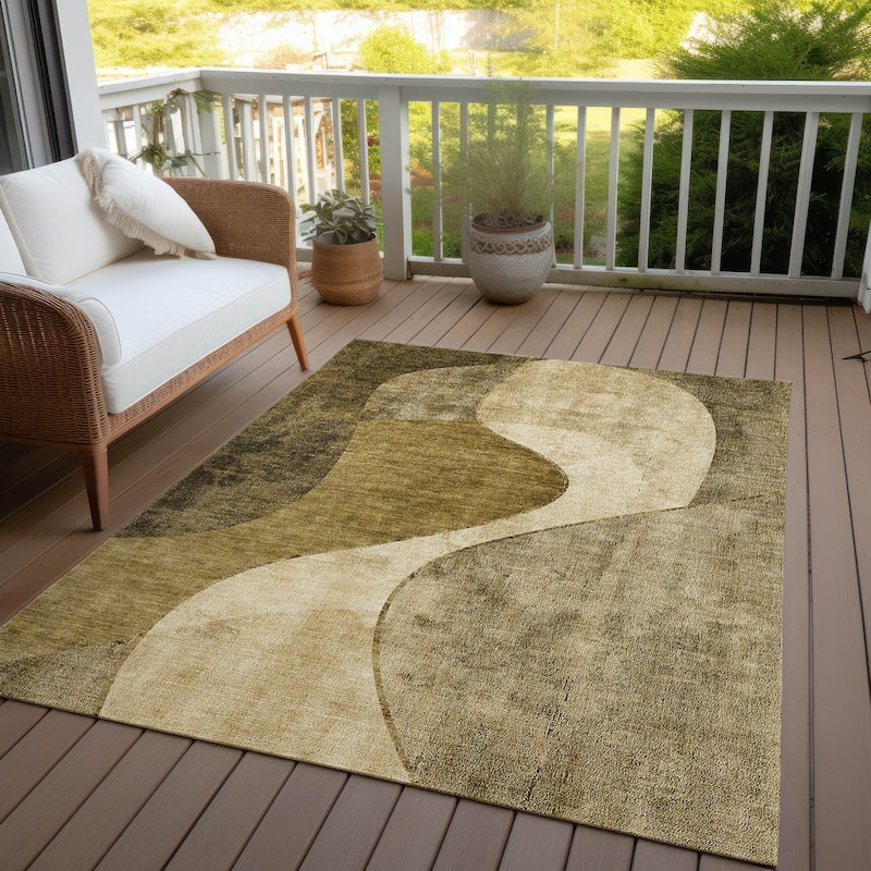 Machine Washable Indoor/ Outdoor Chantille Modern Abstract Rug