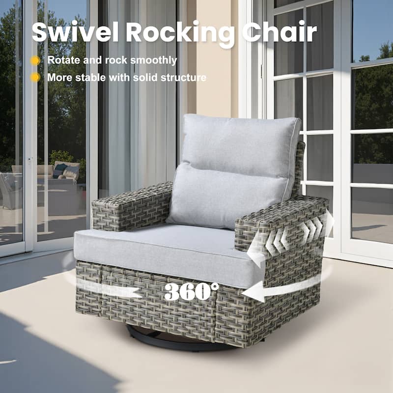 XIZZI 9-piece Patio Furniture Outdoor Wicker Swivel Chair Set