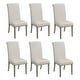Allan Beige and Pine Upholstered Parsons Dining Chairs (Set of 6) - Bed ...