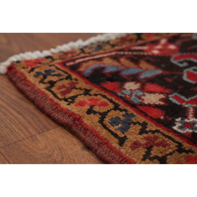 Hand Knotted Oriental 100% Wool Carpet Traditional Floral Red Heriz Area Rug - 11' 2'' X 8' 3''
