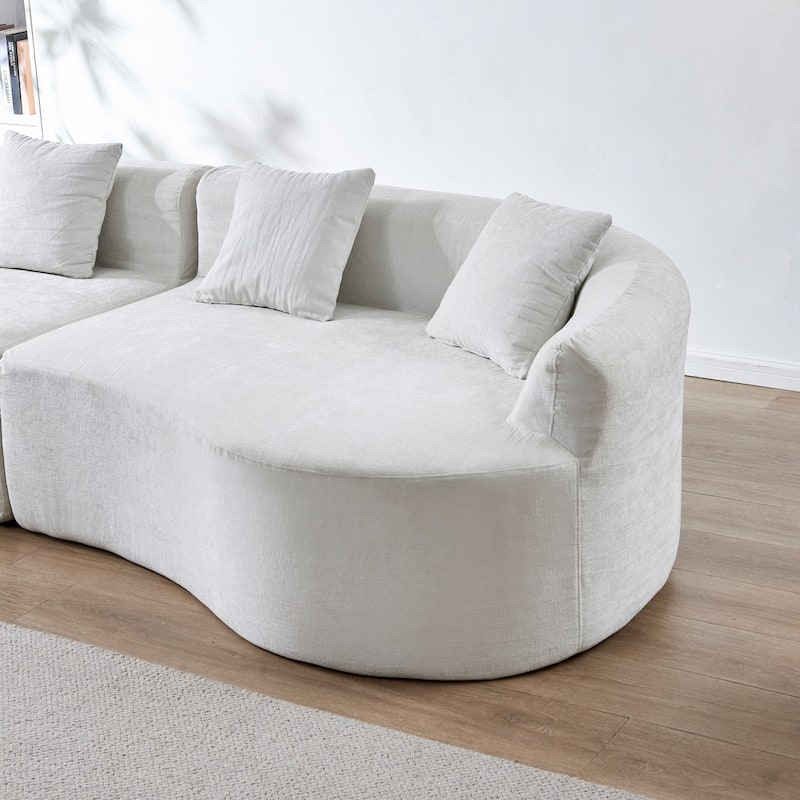 111.02" Curved Chenille Sectional Sofa, No Assembly Required