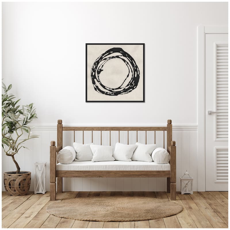 Kate and Laurel Sylvie Flowing Circle Abstract 2 Framed Canvas by The Creative Bunch Studio