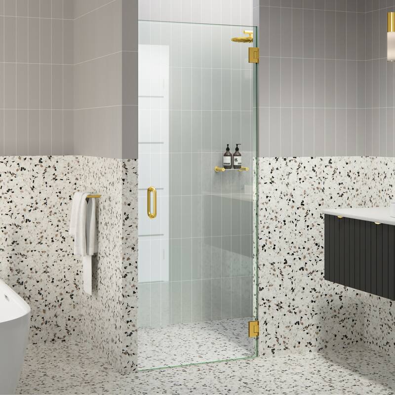 Albedo 26.5 in. W x 78 in. H Fully Frameless Hinged Shower Door - Width Adj 26.875 - 27.276