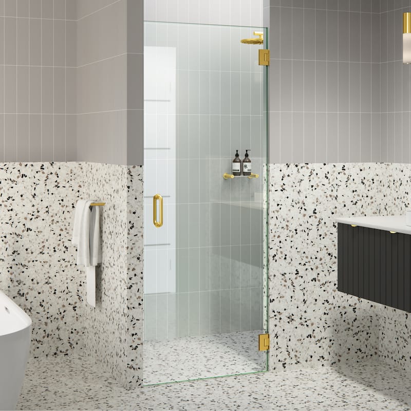 Albedo 28 in. W x 78 in. H Fully Frameless Hinged Shower Door - Width Adj 28.375 - 28.775