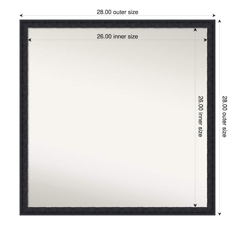 Bethany Non-Beveled Wood Framed Bathroom Vanity Wall Mirror - 28 x 28 in - Bethany Black