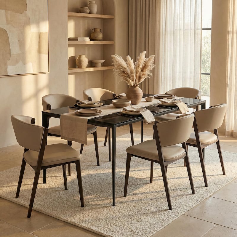 Aspen Leather Set of 4 Dining or Accent Chair with Sturdy Metal Legs & Cushioned Seats for Dining Room or Living Space