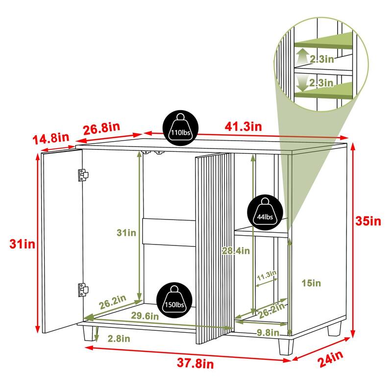 VEIKOUS Cat Litter Box Furniture, Multifunctional Cat Litter Box Enclosure with Scratch Board - 41.3''×26.8''×35''