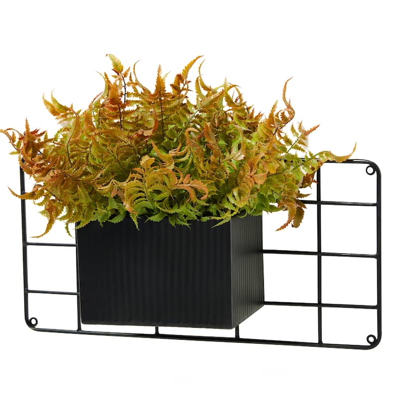 Glitzhome 20''L Black Metal Wall Planters with 3 Pots Hanging Plant Holder