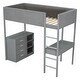 preview thumbnail 12 of 10, Twin Size Teddy Fleece Loft Bed with Storage Shelf, Drawers, and Foldable Desk - Ultimate Comfort and Style