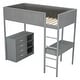 preview thumbnail 12 of 18, Twin Size Teddy FleeceLoft Bed Wood Bed,Storage Shelf, Drawers, and Desk,Convertible Desk,Soft Padding and Plush Fabric,Gray