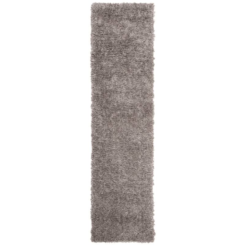 SAFAVIEH Madrid Shag Soledad Solid 2-inch Thick Rug - 2' x 12' Runner - Charcoal