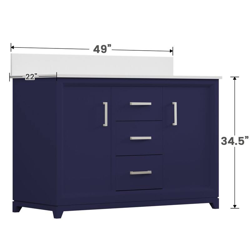 Minimalist 48-Inch Double Sink Bathroom Vanity – Solid Color MDF