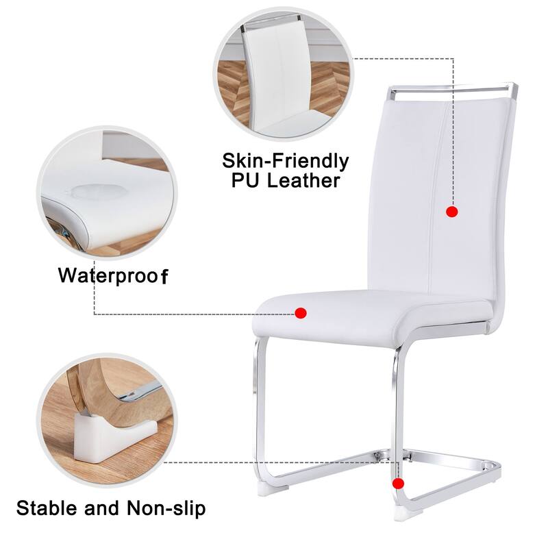 Dining Chairs,PU Faux Leather High Back Side Chair (Set of 4)