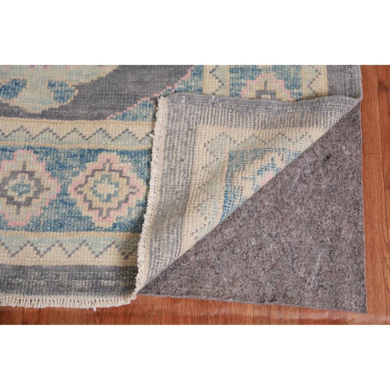 Hand Knotted Oriental 100% Wool Carpet Transitional Geometric Greys & Charcoal Oushak Area Rug - 11' 1'' X 8' 2''