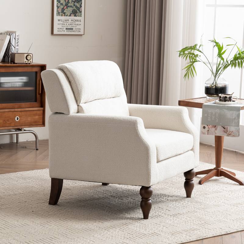 Upholstered Armchair With Wood Legs, Accent Chair