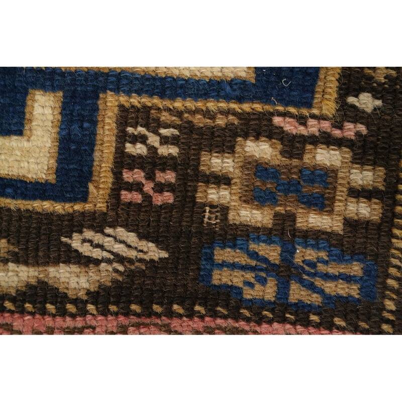 Hand Knotted Oriental 100% Wool Carpet Traditional Geometric Beige & Ivories Kazak Area Rug - 3' 9'' X 3' 0''