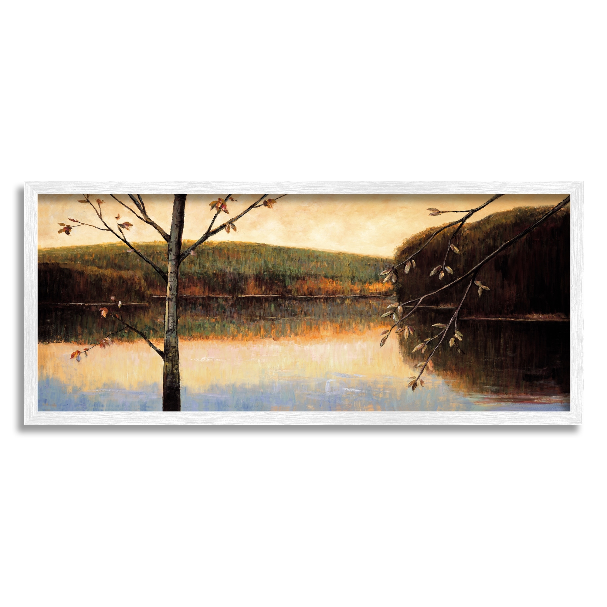 Stupell Autumn Trees by Lake Framed Giclee Art Design by Justin Adams