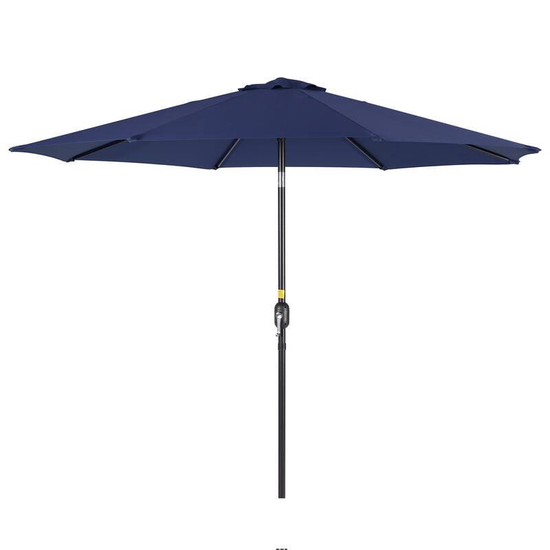 LIVOOSUN 9Ft Large Round Outdoor Patio Market Umbrella with Crank and 8 Ribs, Gray