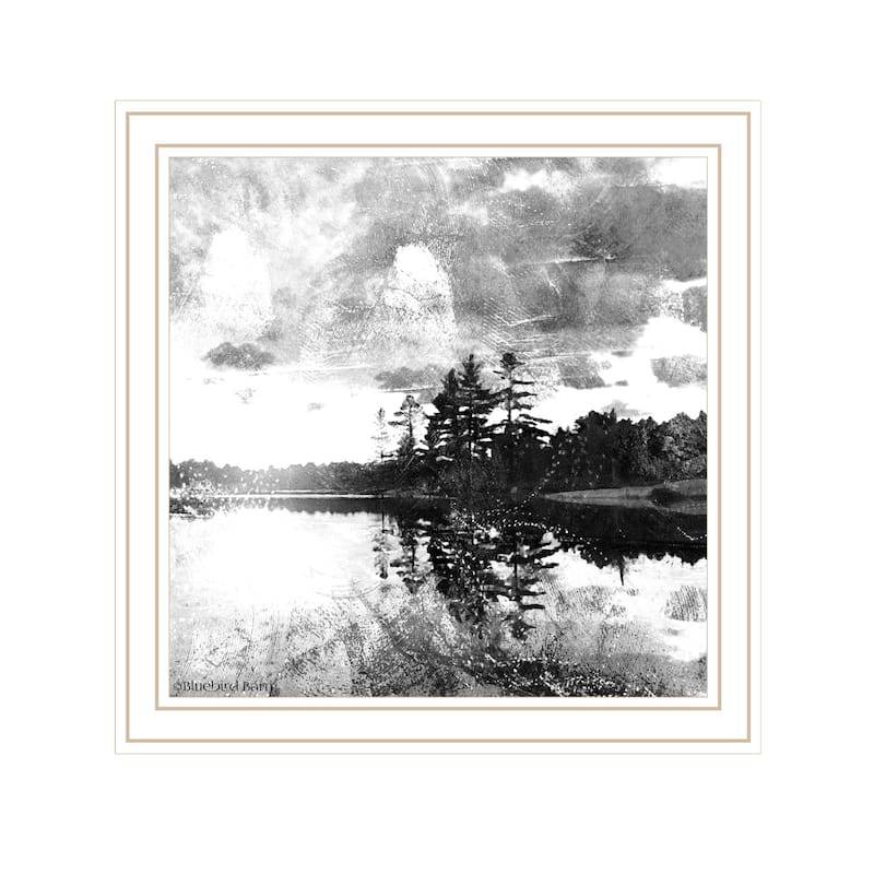 TrendyDecor4U "Lakeside Pines" Framed Print Wall Art - White