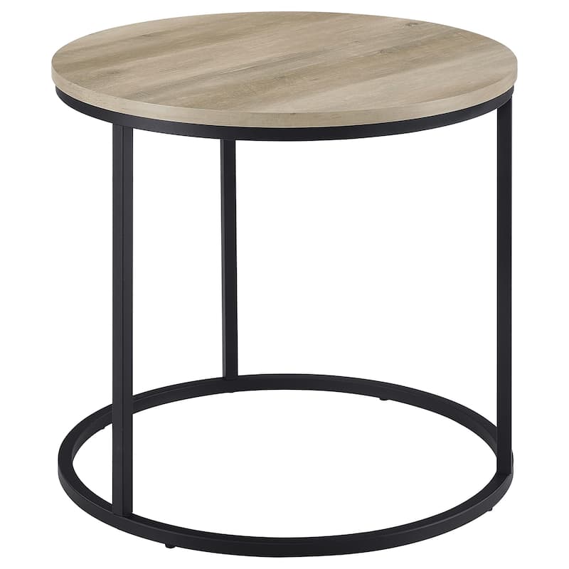 Lainey Round Occasional Side End Table - Distressed Pine / Black