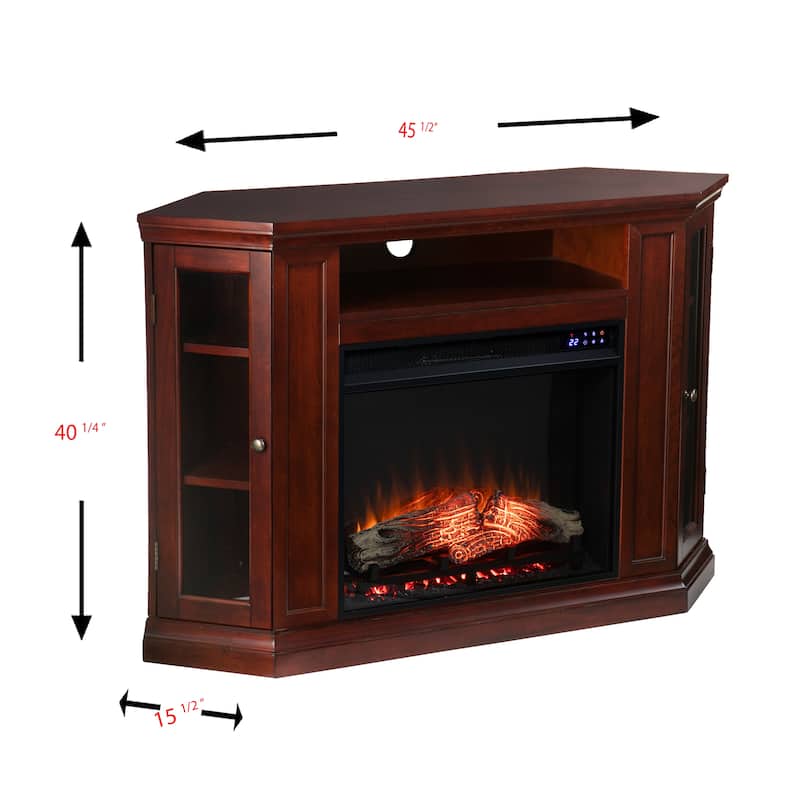 SEI Furniture Tyhee Cherry Convertible Corner Media TV Stand Fireplace for TV's up to 50"