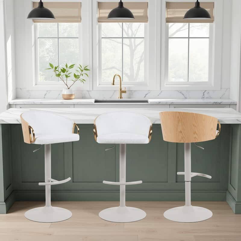 Solstice Modern Swivel Bar Stool, Upholstered Adjustable Counter Height Chair with Metal Base