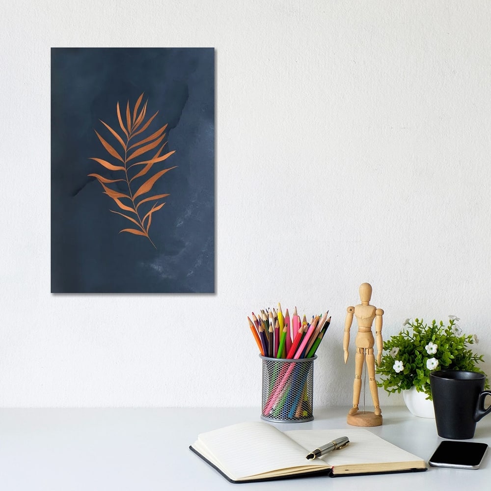 iCanvas "Navy Blue Monstera Leaf" by Nordic Print Studio Canvas Print