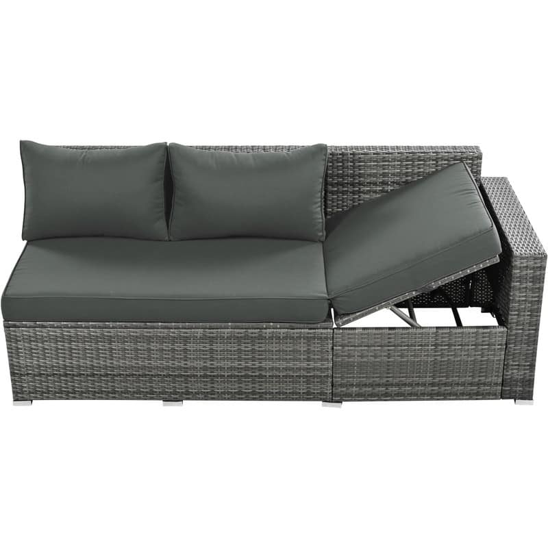 6-Piece All-Weather PE Rattan Patio Set – Adjustable Seating, Storage Box, Removable Covers & Tempered Glass Table Top‌