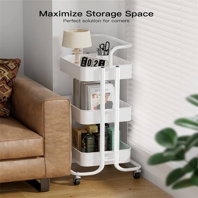 3-Tier Mesh Organization Cart - 13"D x 33.8"W x 16.5"H
