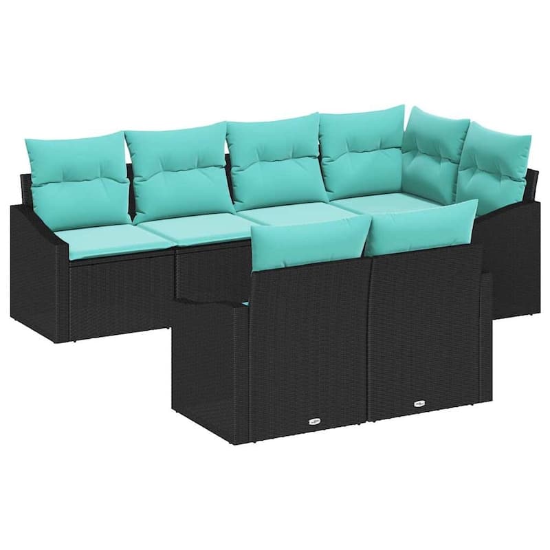 vidaXL 7 Piece Garden Sofa Set with Cushions - 91.9×48.6×27.2