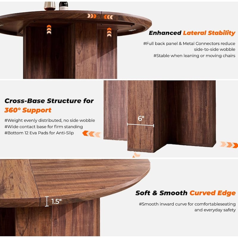 47" Modern Round Dining Table, Thickened Kitchen Table for Dining Room