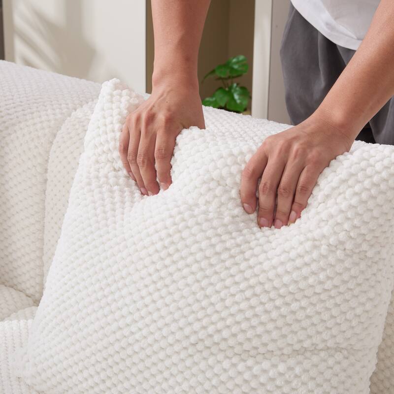 104"W Modern Upholstered Sectional Sofa with 3 Pillows and Ottoman