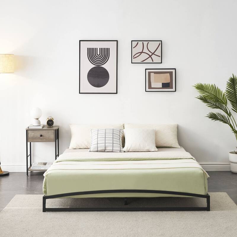 10 Inch Low Profile Platform Bed Frame - Black 6 Queen - Queen