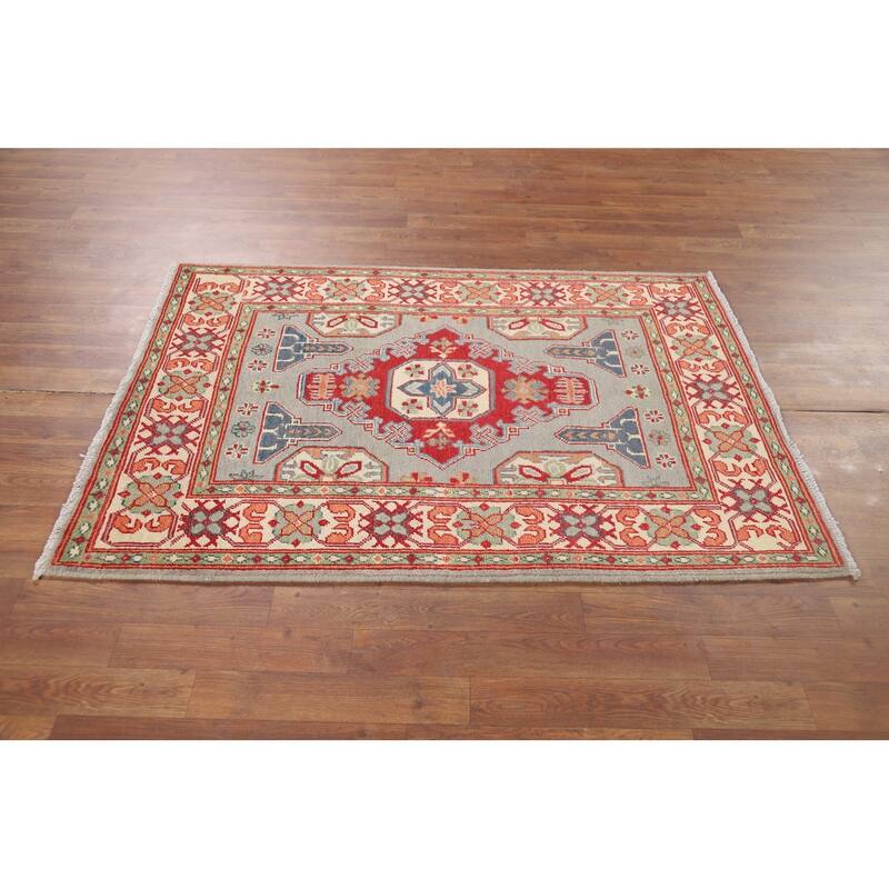 Kazak Foyer Rug Handmade Home Decor Wool Carpet - 3'5" x 4'9"
