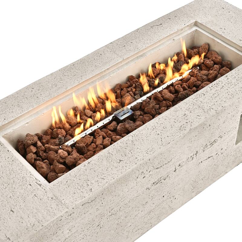 41.9" Outdoor Rectangular Propane Fire Pit 40000 BTU, Heater with Stainless Steel Burner and Free Lava Rocks, Waterproof Cover