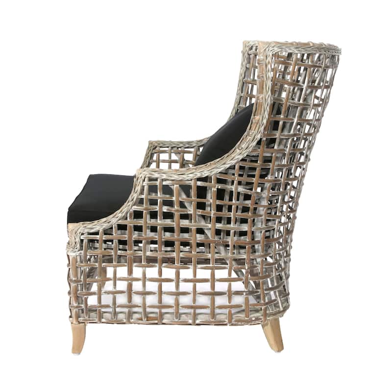 Cape Hatteras Woven Kubu Armchair with Linen Cushions