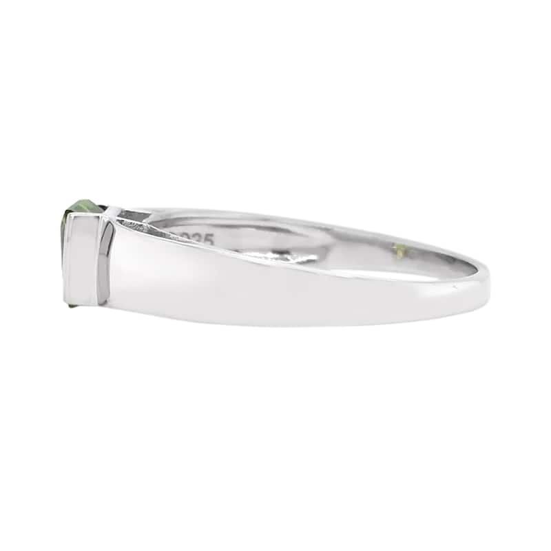 925 Sterling Silver 6mm Square Peridot Ring For Women